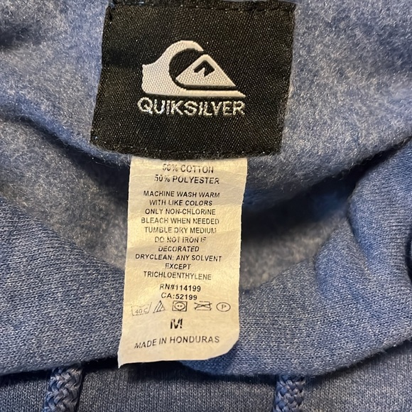Quicksilver men’s blue hoodie with pocket at front in size  M - Picture 4 of 5